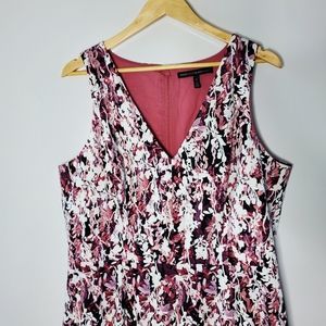 White House Black market Black, pink & White lined fit & Flare casual dress